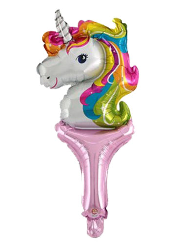 Rainbow Unicorn Head Handheld Foil Balloon